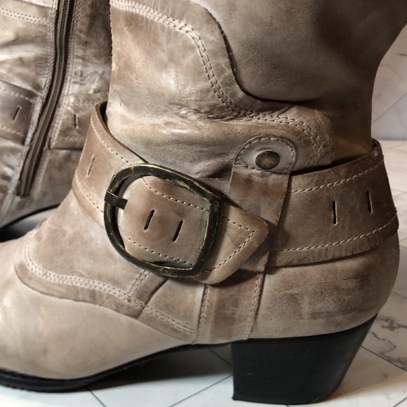 Elites by Walking Cradles Womens Boot Boots Leather Tan Buckle Zipper 12W WIDE - Picture 5 of 9